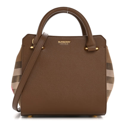 Burberry Calfskin Mega Check Mini Banwell Tote Earth 1 of 11