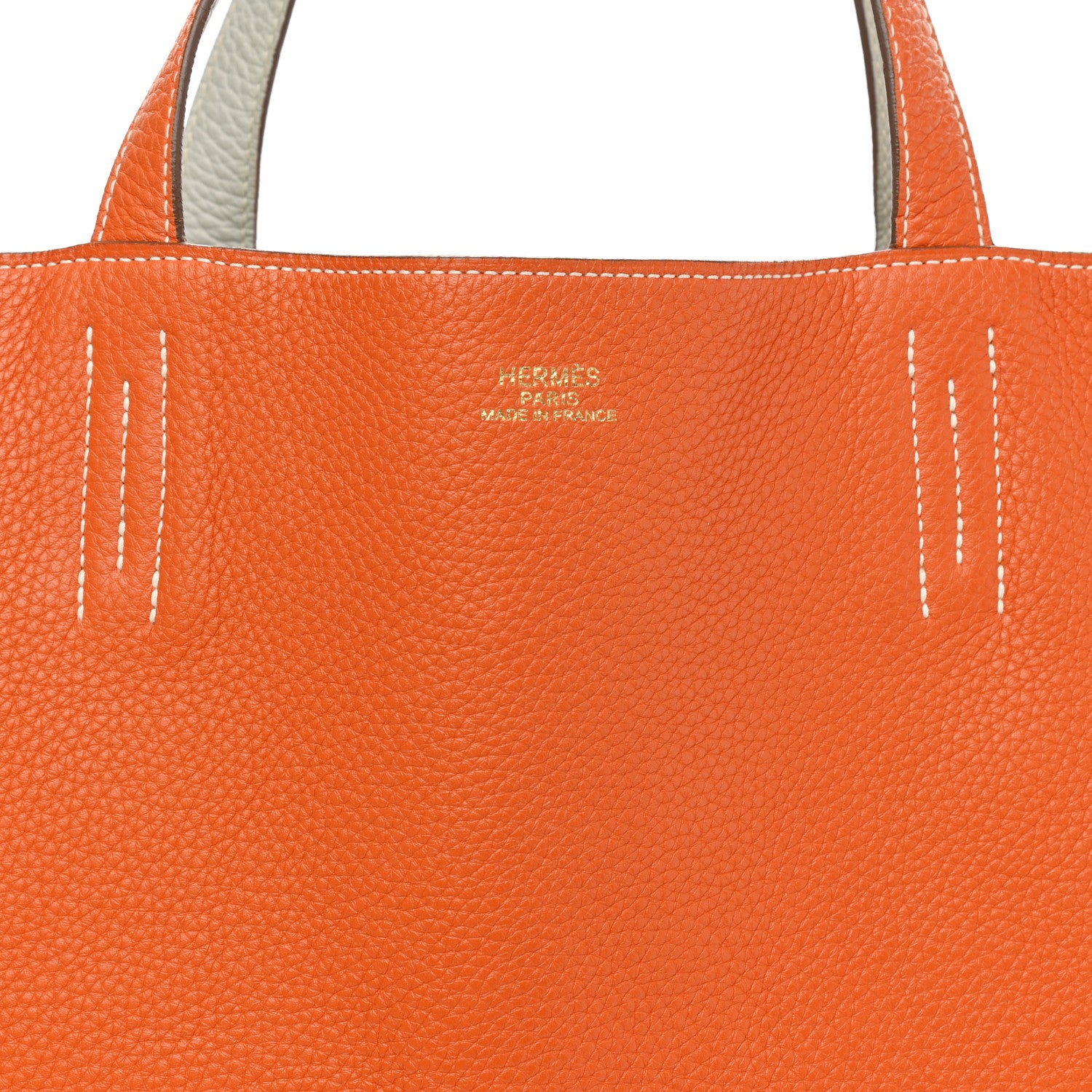 Hermes Taurillon Clemence Double Sens 36 Reversible Tote Gris