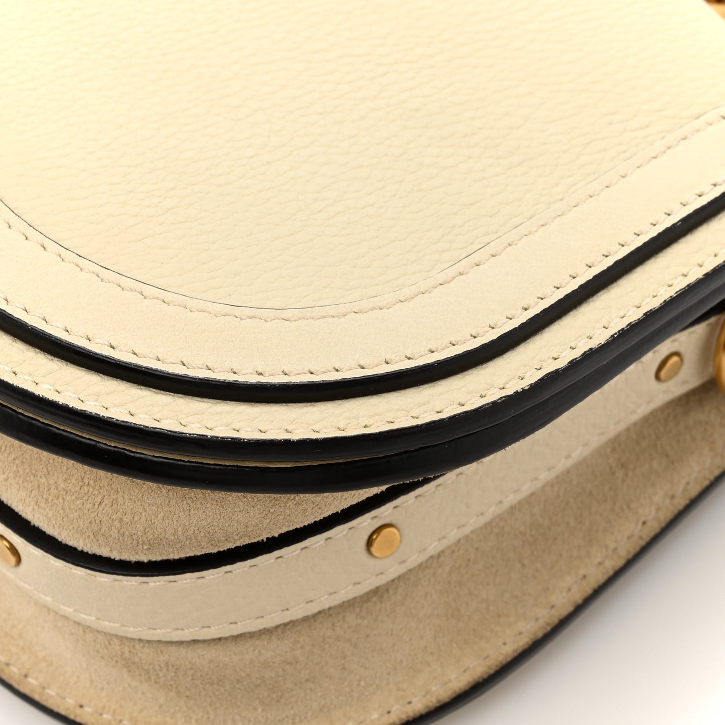 Calfskin Suede Small Nile Bracelet Bag Off White