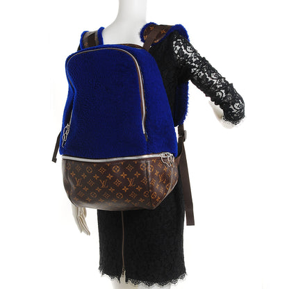 Louis Vuitton Shearling Monogram Marc Newson Fleece Pack Blue 2 of 8