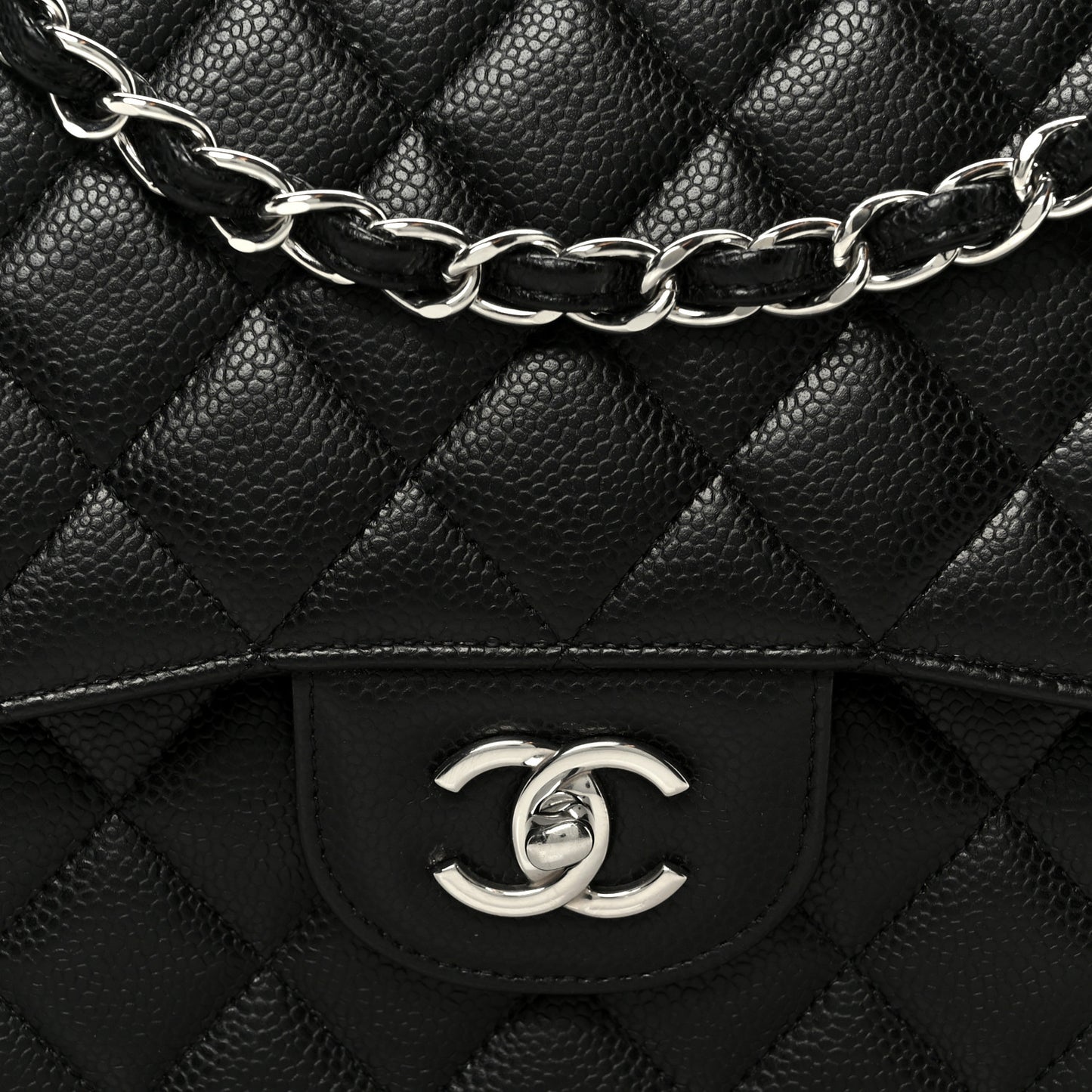 Caviar Quilted Jumbo Double Flap Black