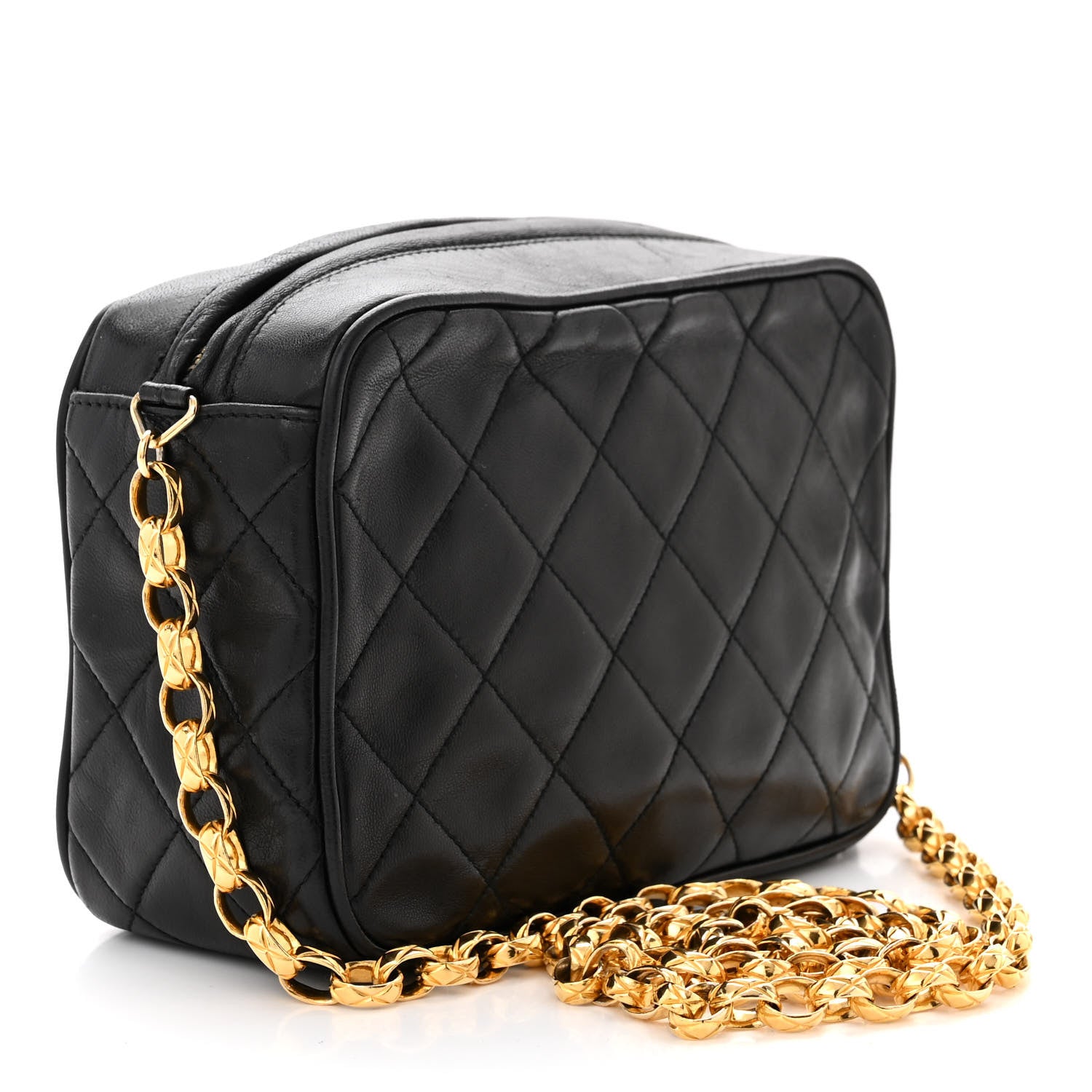 Chanel Lambskin Quilted Tassel Flap Camera Case Black 3 of 12
