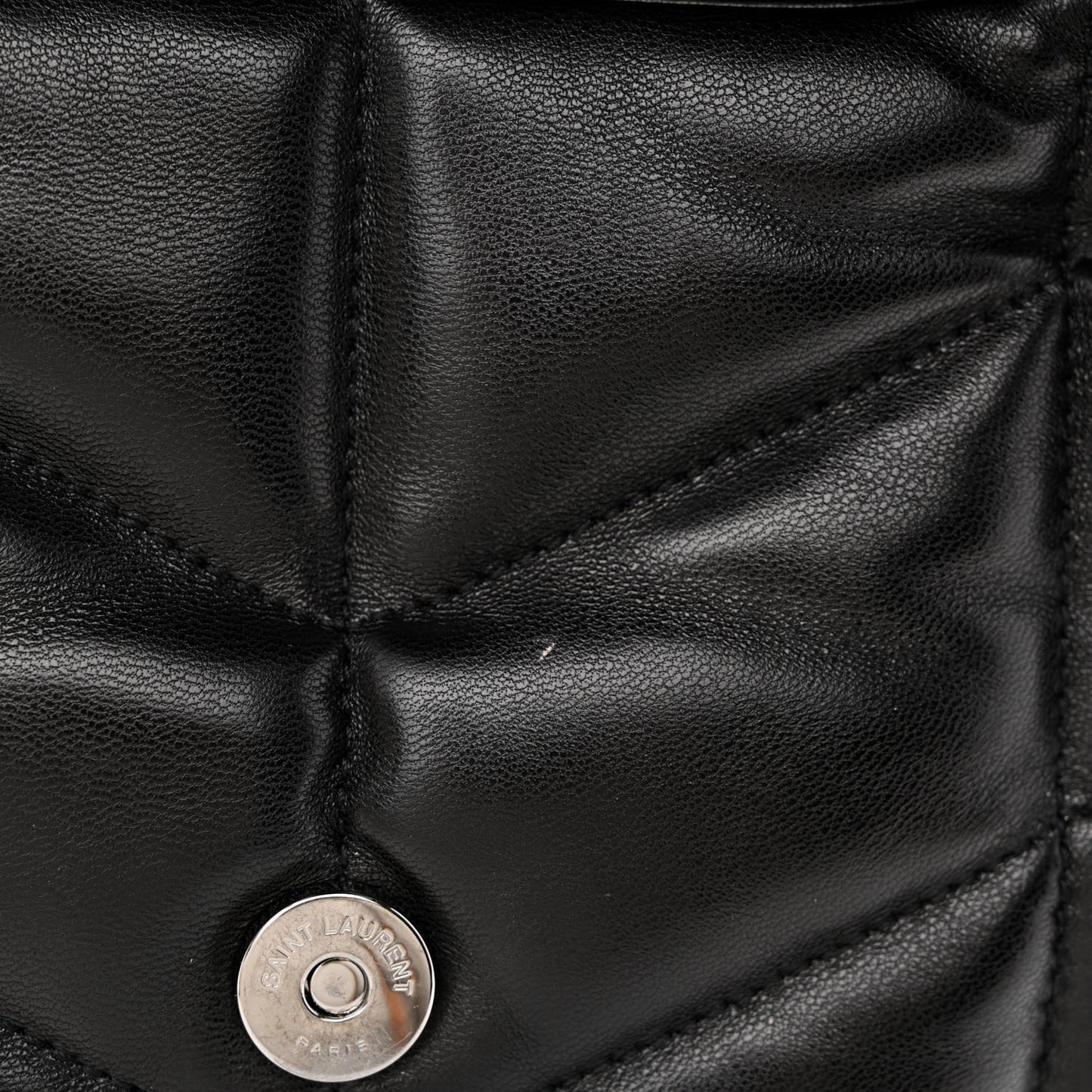 Lambskin Quilted Monogram Monochrome Small Loulou Puffer Chain Satchel Black