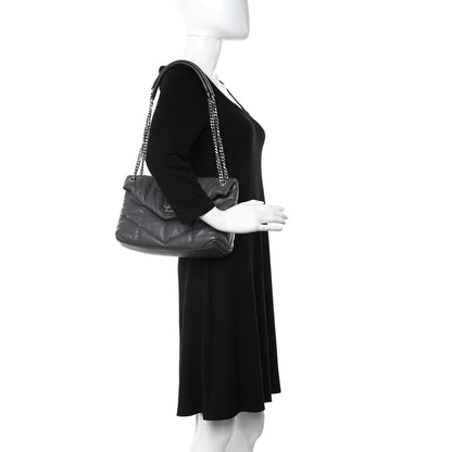 Saint Laurent Lambskin Quilted Small Loulou Puffer Monogram Chain Satchel Concrete 2 of 16