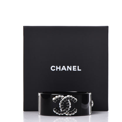 Chanel Resin Pearl CC Cuff Black 6 of 6