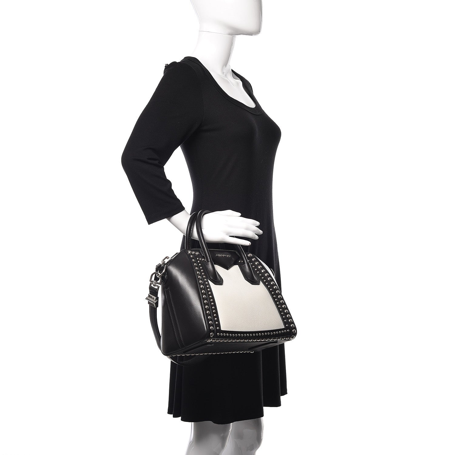 Givenchy Calfskin Small Studded Bi-Color Antigona Black White 2 of 13