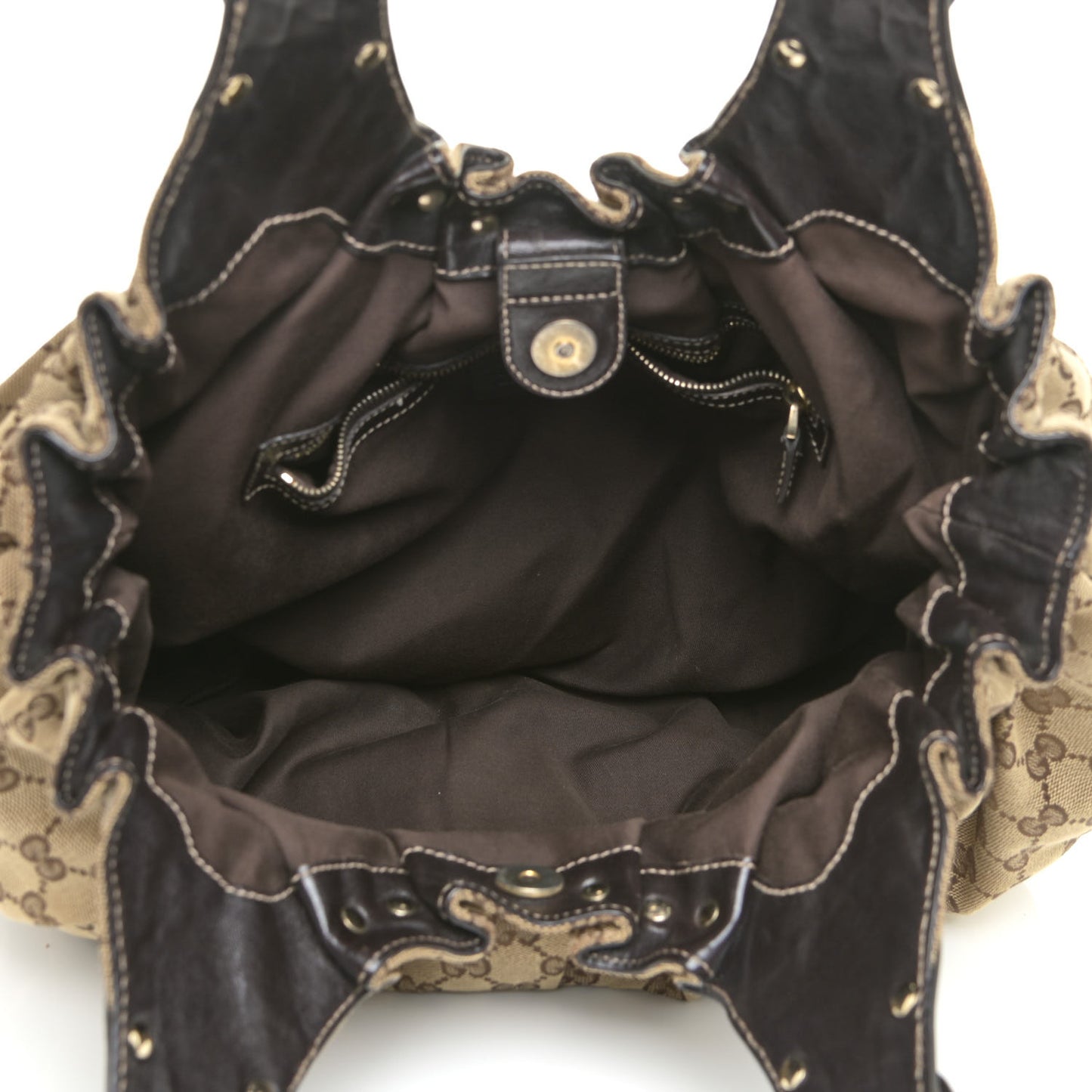 Monogram Studded Pelham Tote Dark Brown
