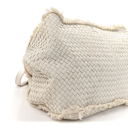 Bottega Veneta Nappa Intrecciato Canvas Fringe Maltinto Tote White 10 of 18