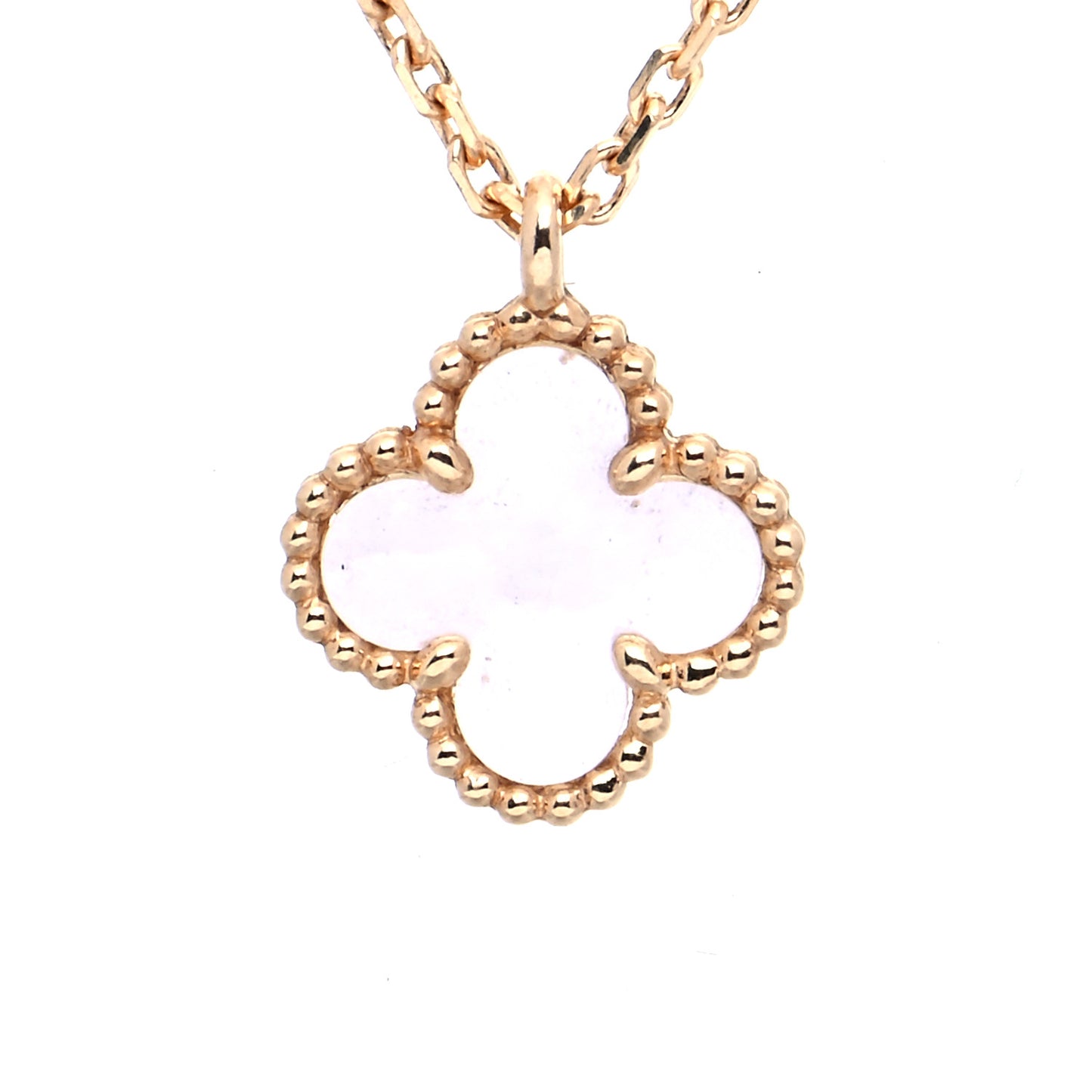 18K Yellow Gold Mother of Pearl Sweet Alhambra Pendant Necklace