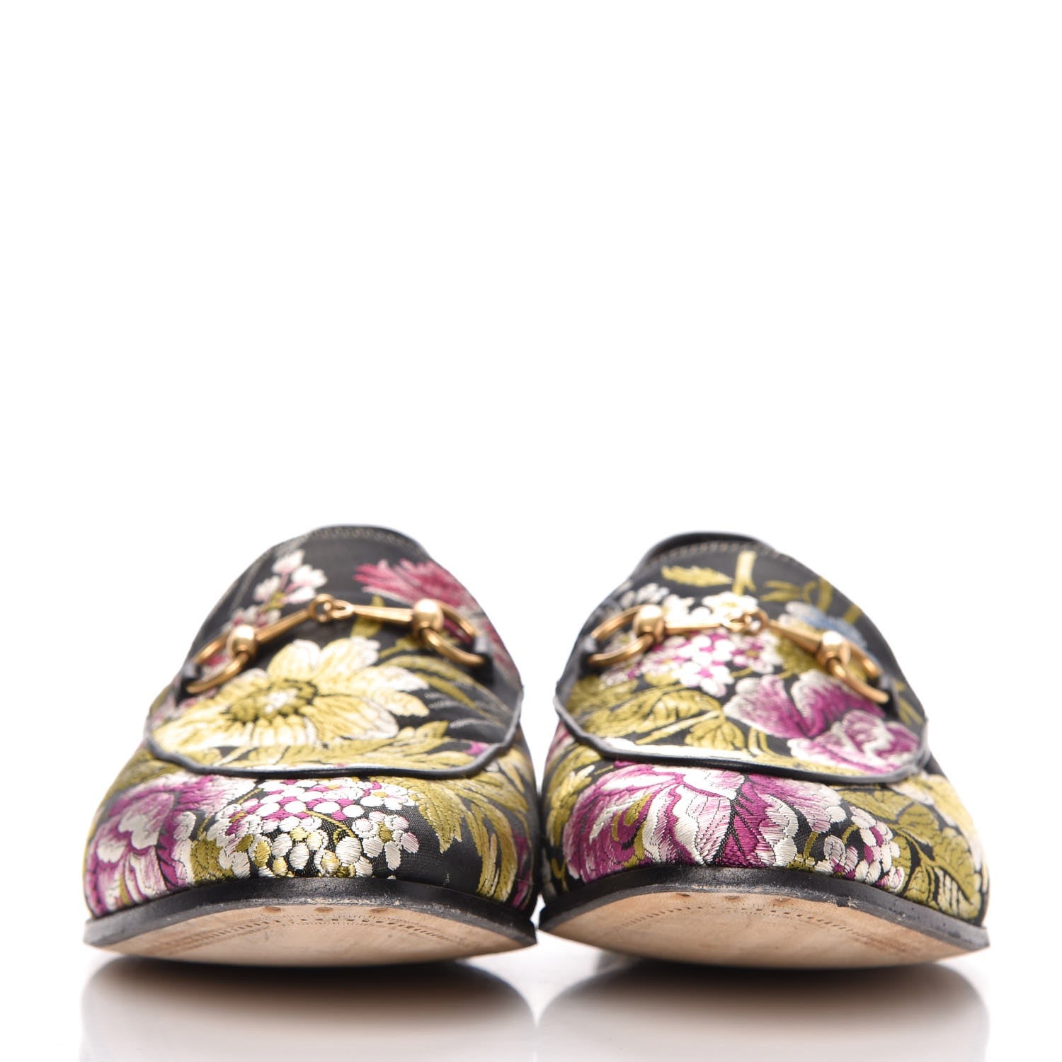 Gucci Floral Jacquard Horsebit Womens Jordaan Loafers 41 Multi 2 of 11