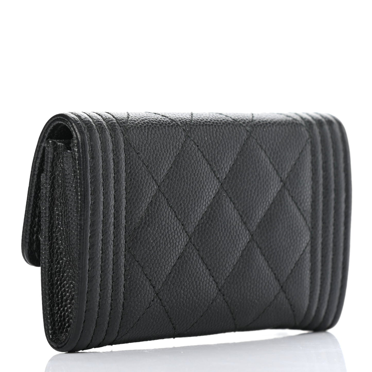 Caviar Quilted Boy Flap Card Holder Black