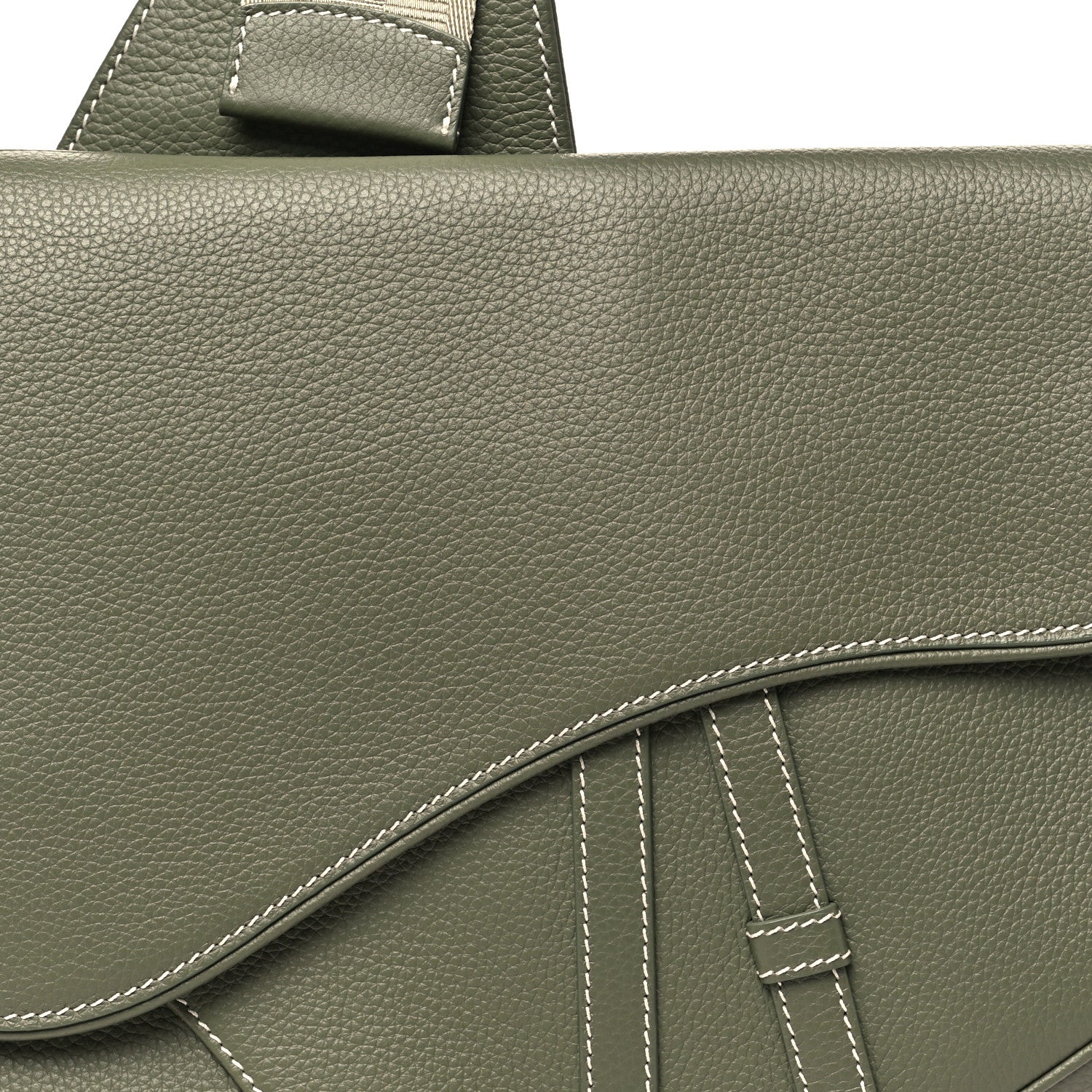 Christian Dior Grained Calfskin Mens Maxi Saddle Bag Olive 8 of 10