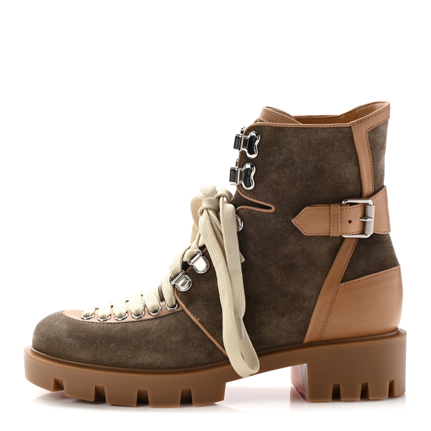 Suede Calfskin Macademia Biker Boots 37 Taupe