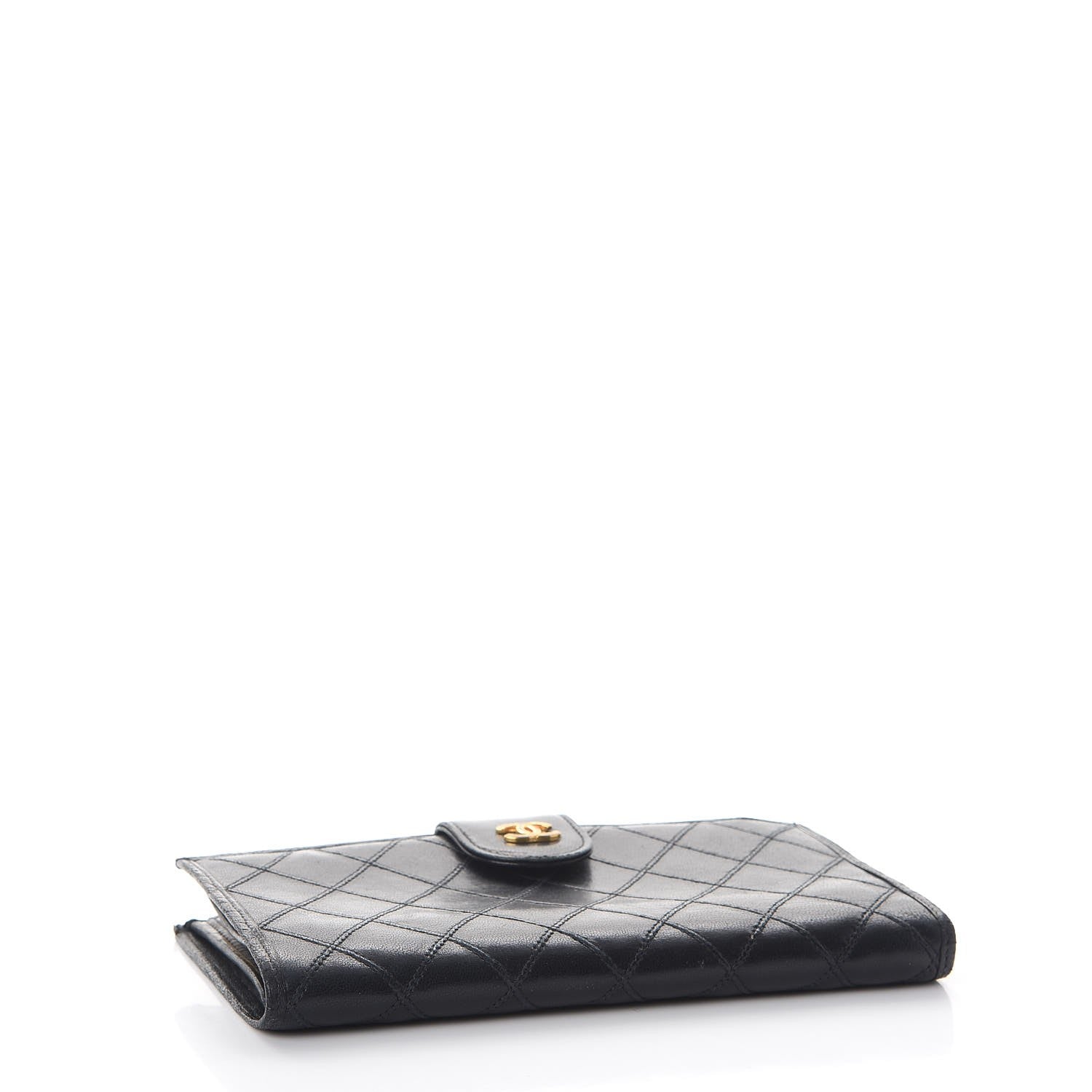 Chanel Lambskin Diamond Stitched French Wallet Black 4 of 11