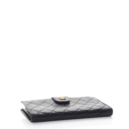 Chanel Lambskin Diamond Stitched French Wallet Black 4 of 11