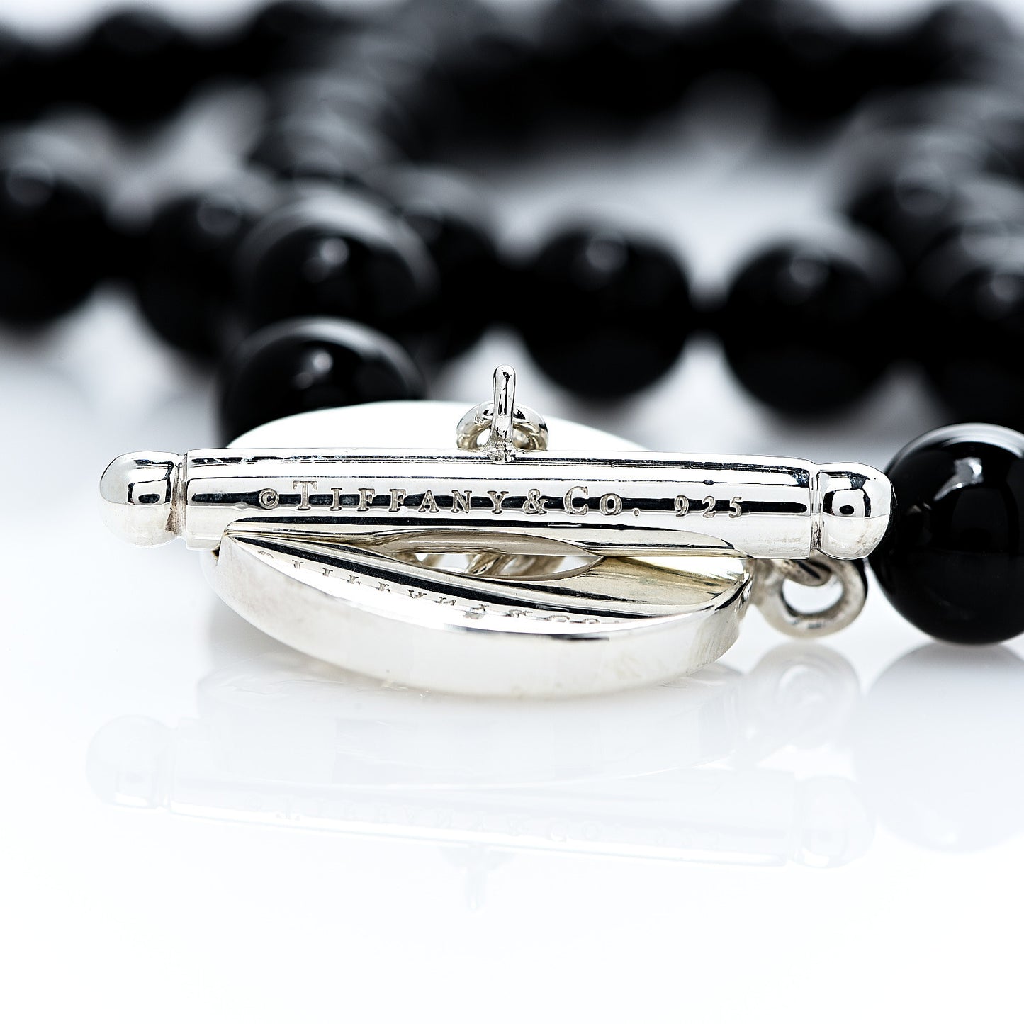 Sterling Silver Black Onyx Bead Toggle Necklace