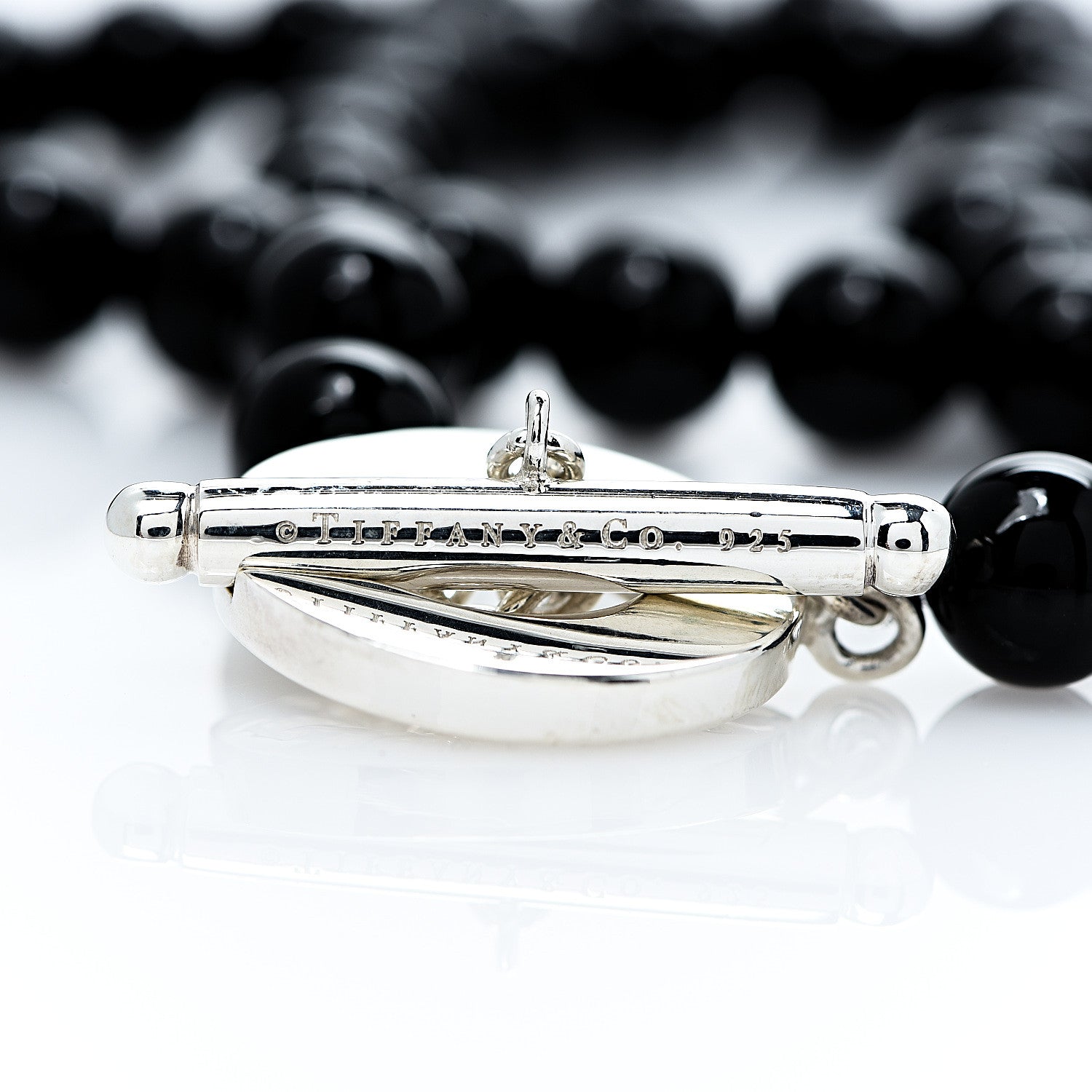 Tiffany Sterling Silver Black Onyx Bead Toggle Necklace 3 of 3