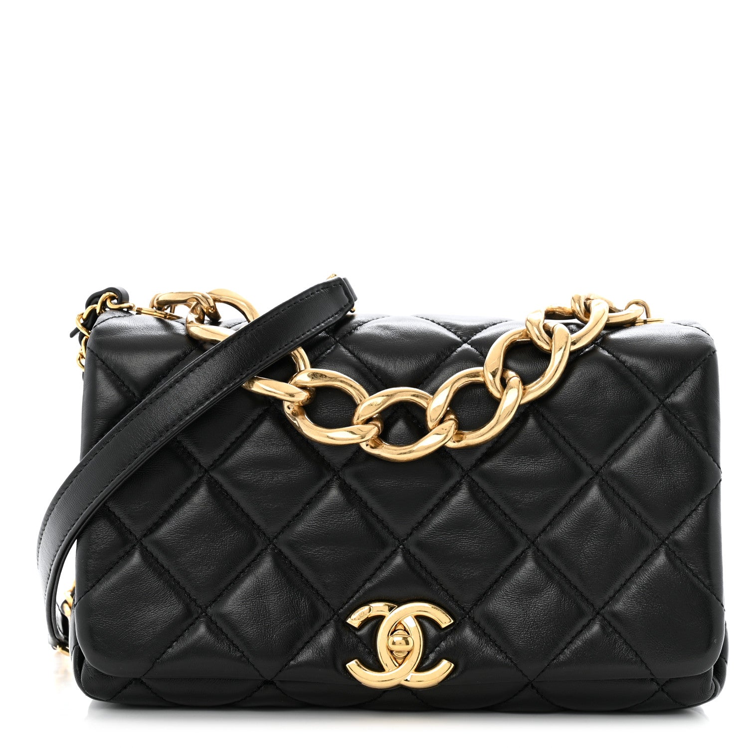 Chanel Lambskin Quilted Medium Color Match Flap Black 1 of 14