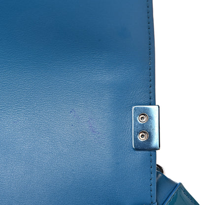 Chanel Patent Calfskin Quilted Medium Plexiglass Boy Flap Blue 11 of 13