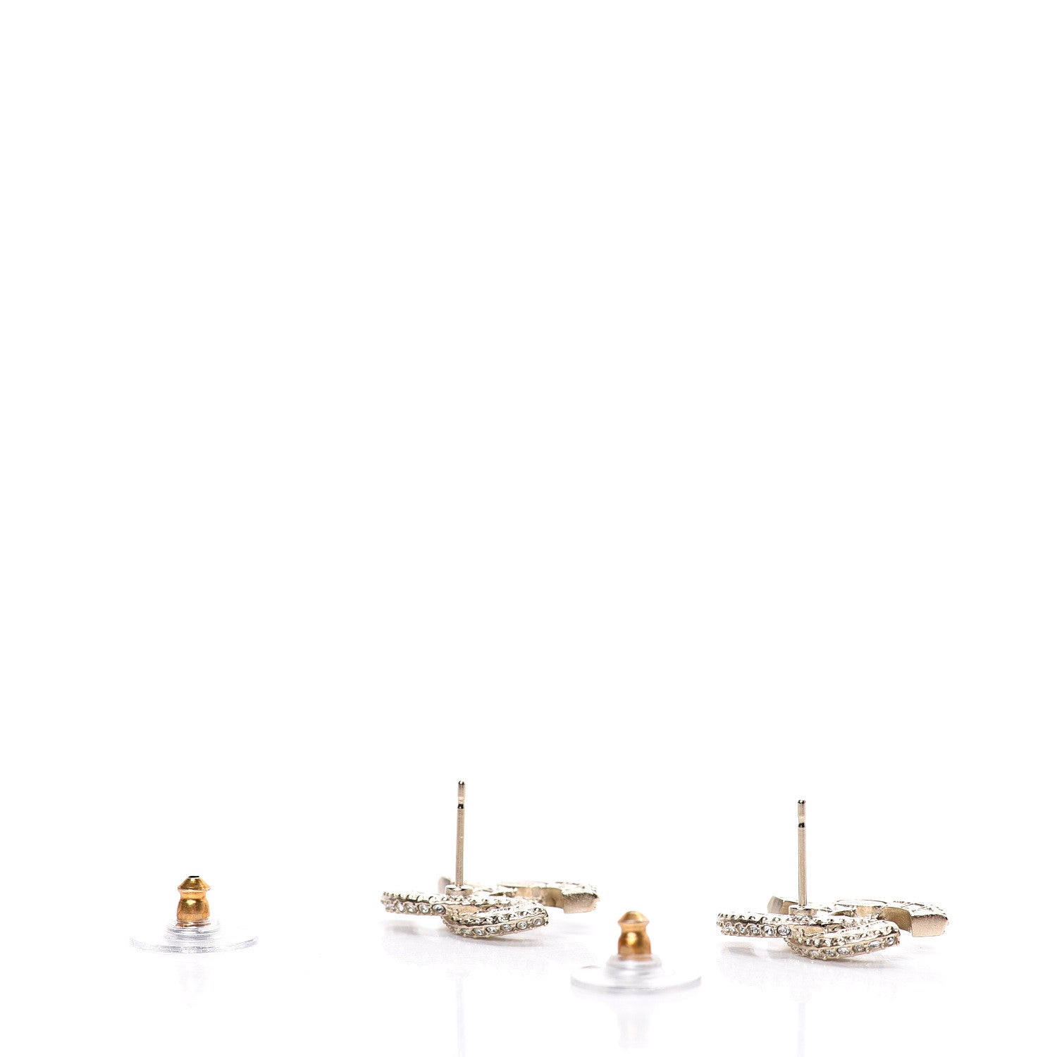 Chanel Crystal Timeless CC Earrings Light Gold 3 of 5