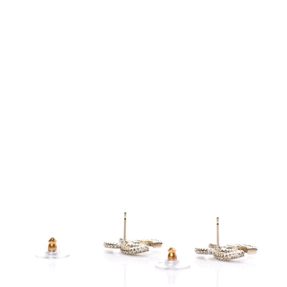 Chanel Crystal Timeless CC Earrings Light Gold 3 of 5
