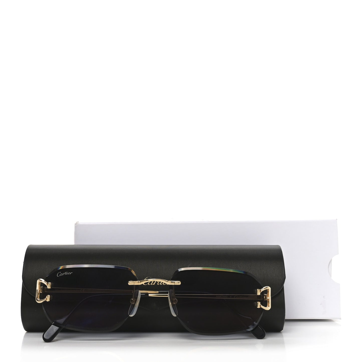 Metal Rimless C Decor Sunglasses CT0468S Gold Grey