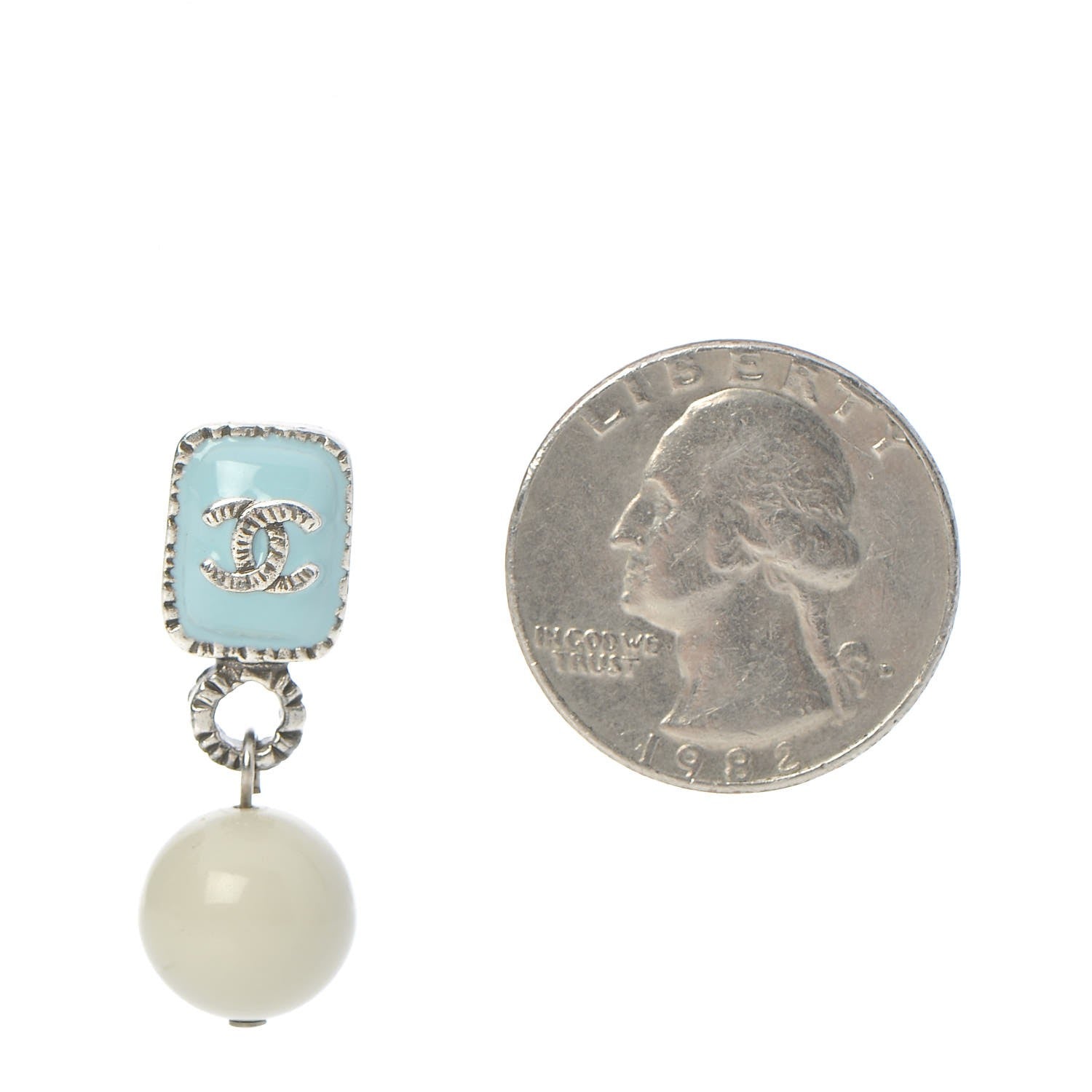 Chanel Enamel Square CC Drop Earrings Blue 2 of 6