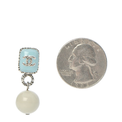 Chanel Enamel Square CC Drop Earrings Blue 2 of 6