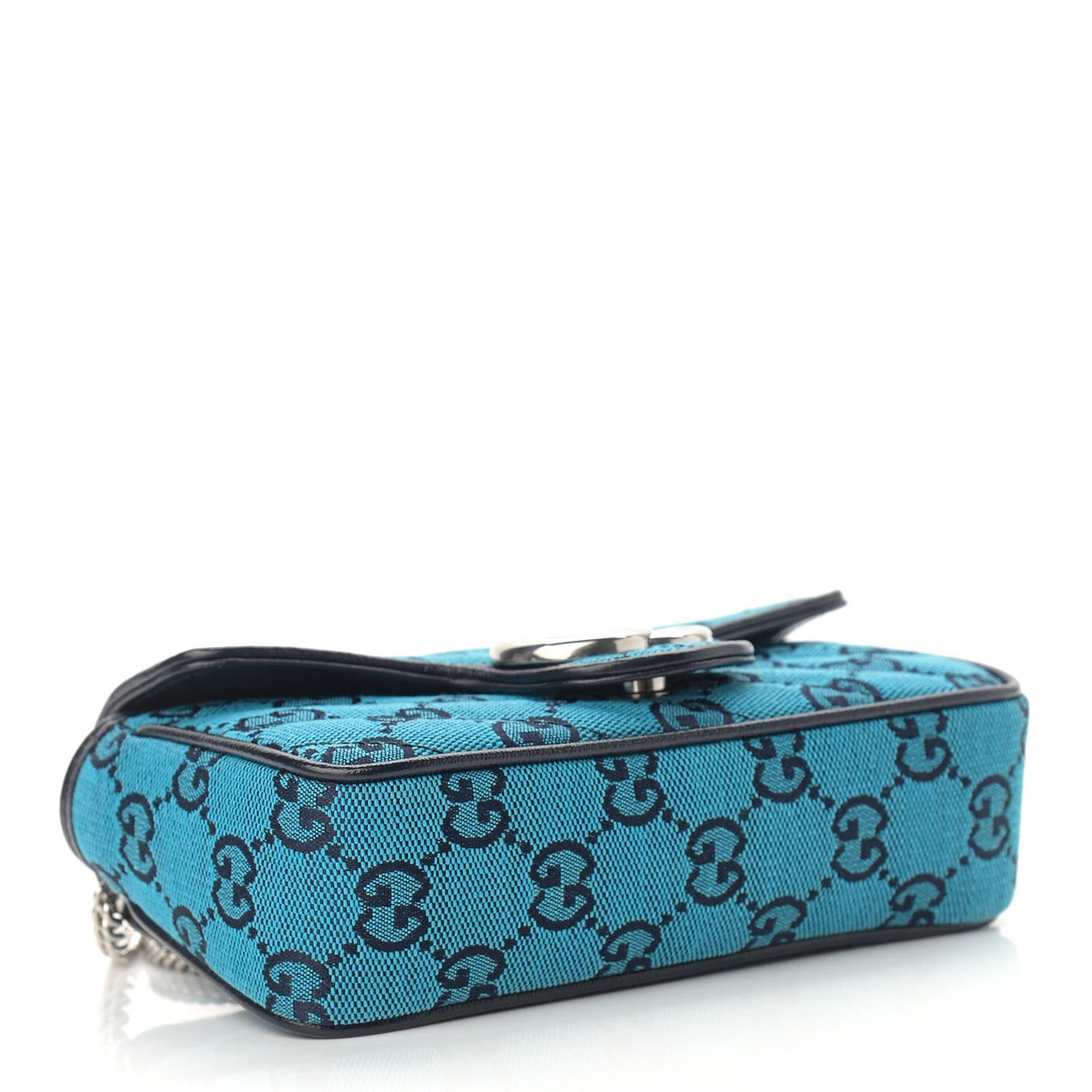 Monogram Multicolor Matelasse Diagonal Super Mini GG Marmont Shoulder Bag Light Blue