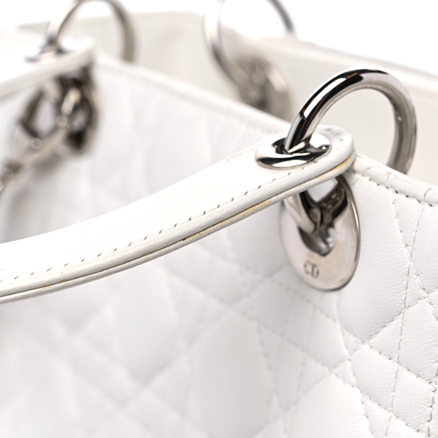 Lambskin Cannage Medium Lady Dior White