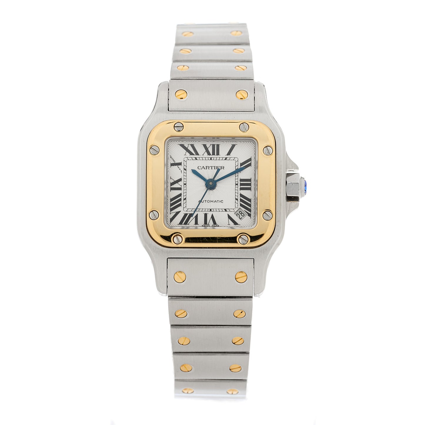 Stainless Steel 18K Yellow Gold 24mm Santos De Cartier Galbee Automatic Watch