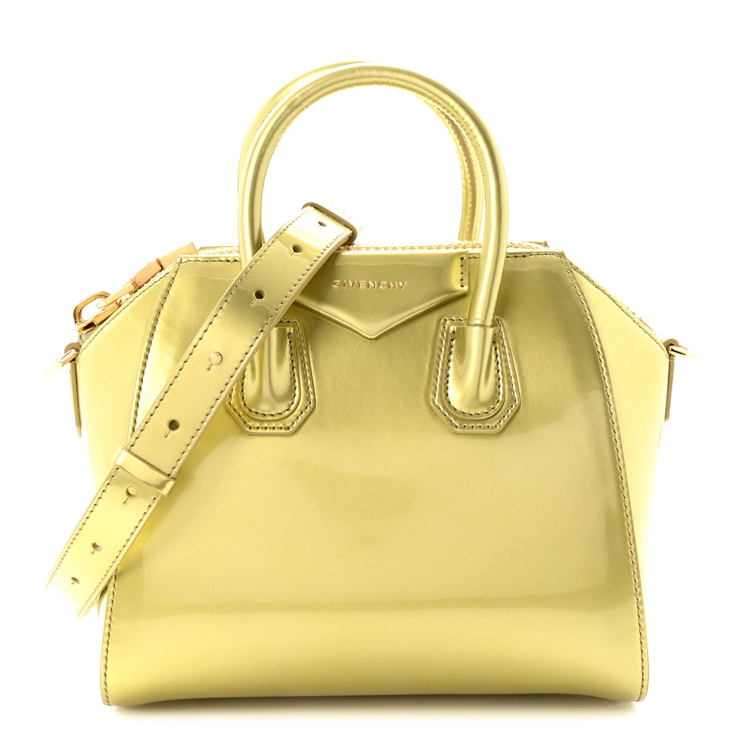 Givenchy Patent Calfskin Mini Antigona Almond Green 1 of 10