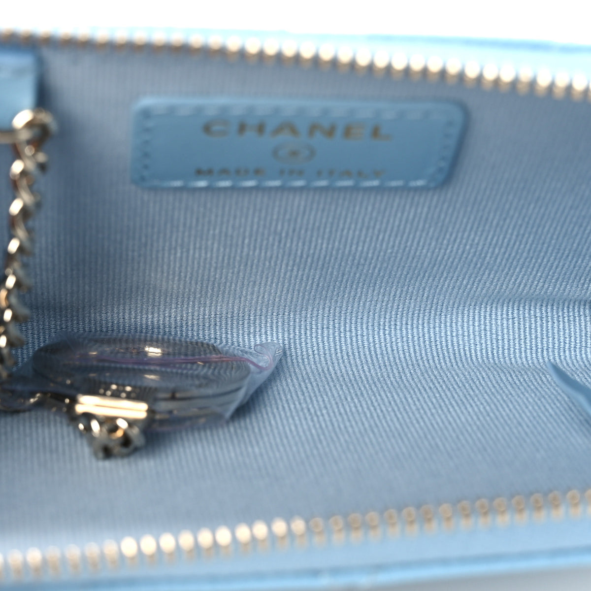 Chanel Caviar Quilted Zipped Key Holder Case Light Blue 5 of 11