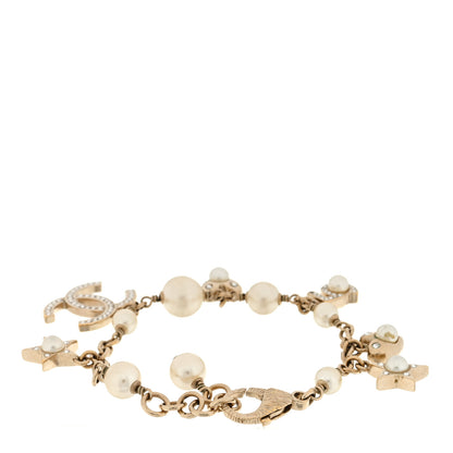 Chanel Crystal Pearl CC Charming Bracelet Gold 2 of 3