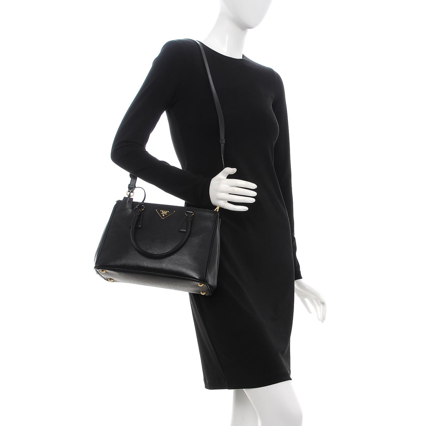 Saffiano Small Galleria Double Zip Tote Black