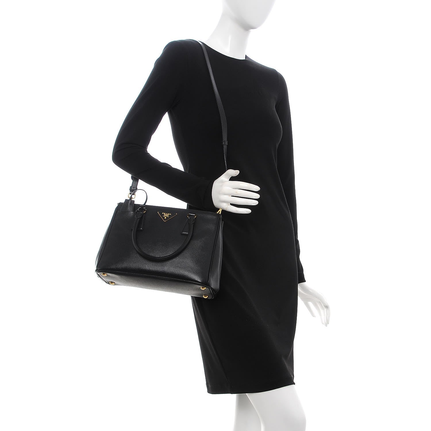 Prada Saffiano Small Galleria Double Zip Tote Black 2 of 11