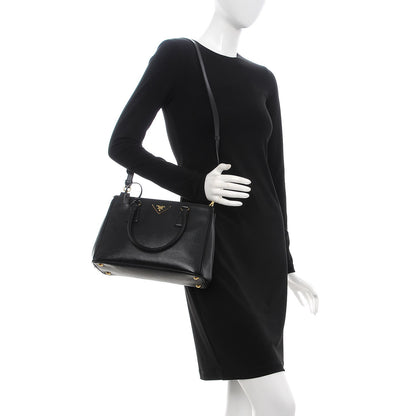 Prada Saffiano Small Galleria Double Zip Tote Black 2 of 11