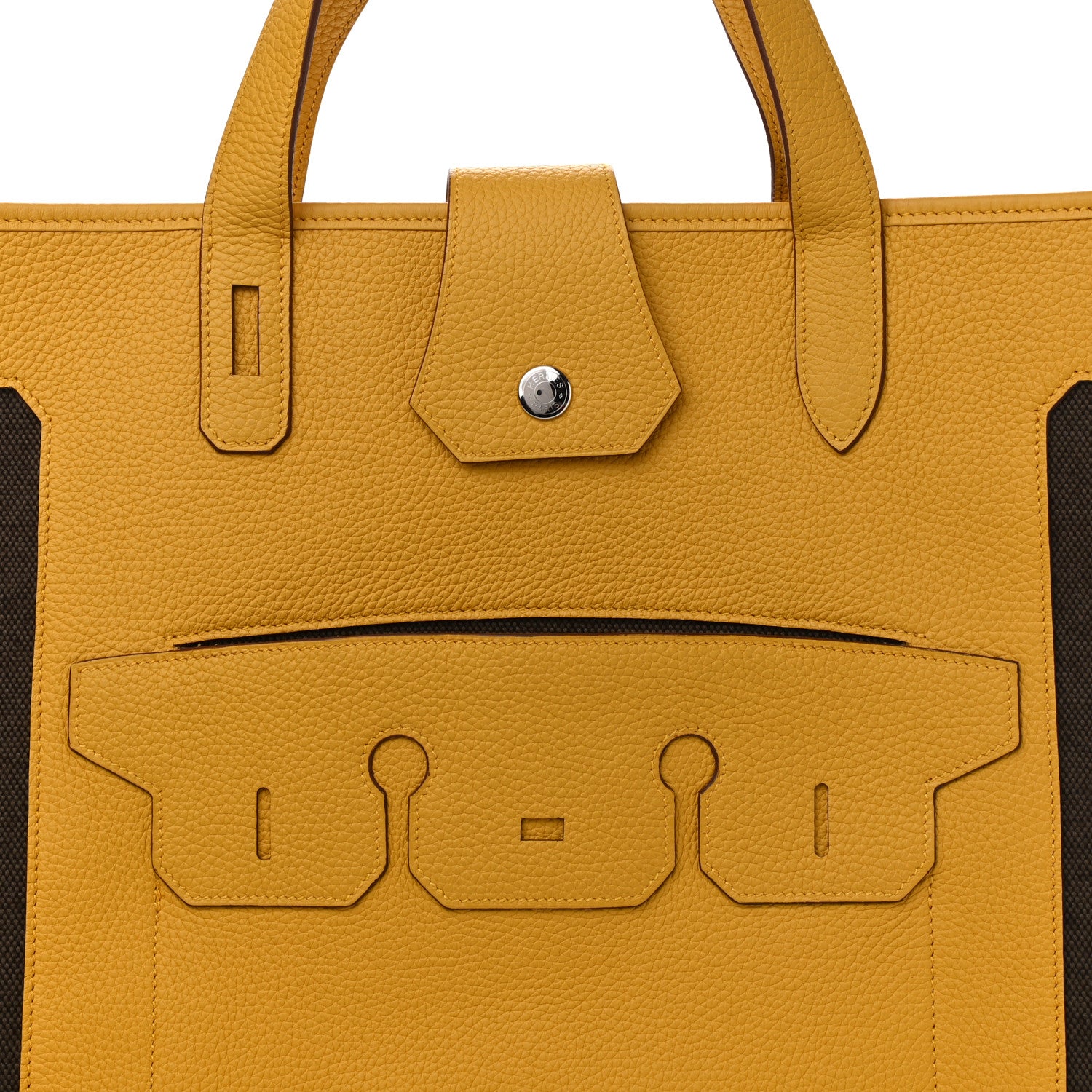 Hermes Canvas Calfskin Petit H Monsieur B Bag Jaune 7 of 9