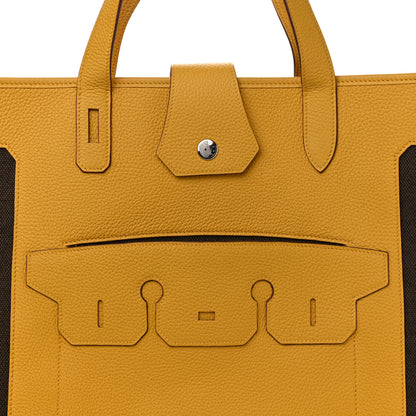 Hermes Canvas Calfskin Petit H Monsieur B Bag Jaune 7 of 9