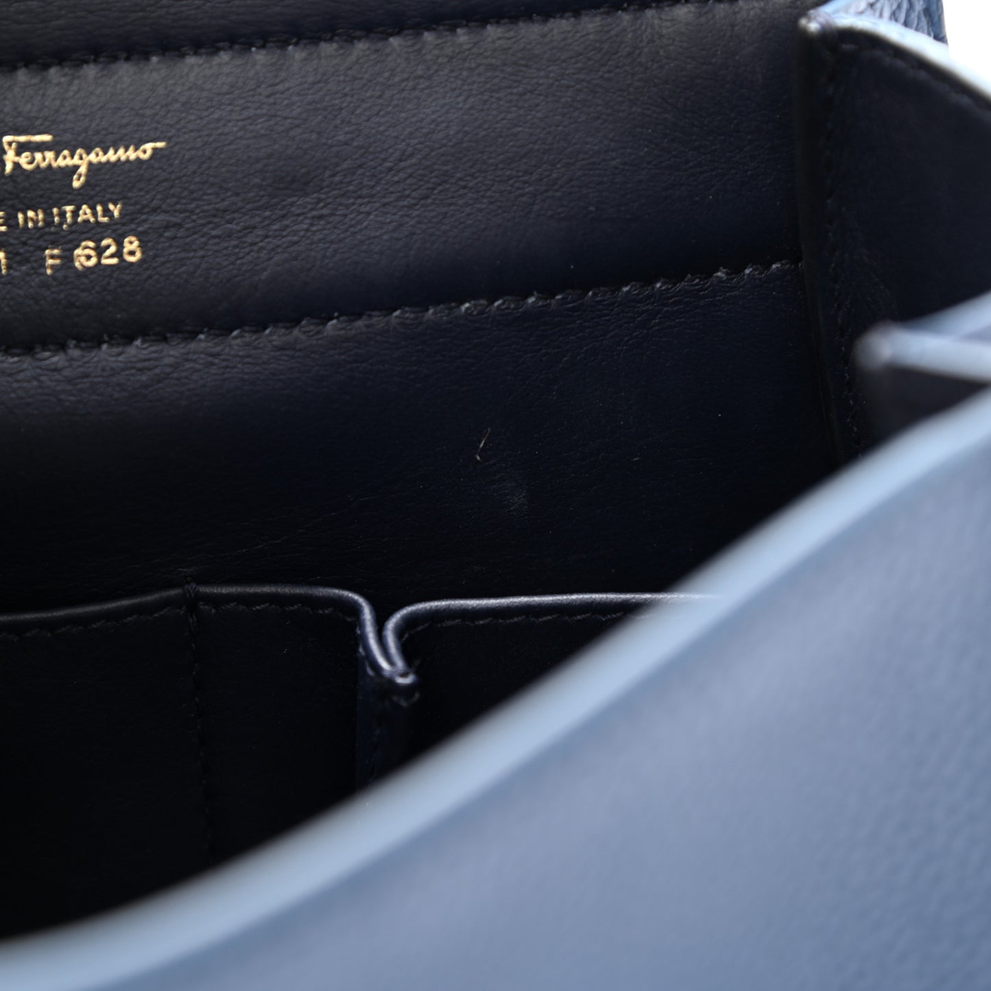 Grained Calfskin Sofia Satchel Blue