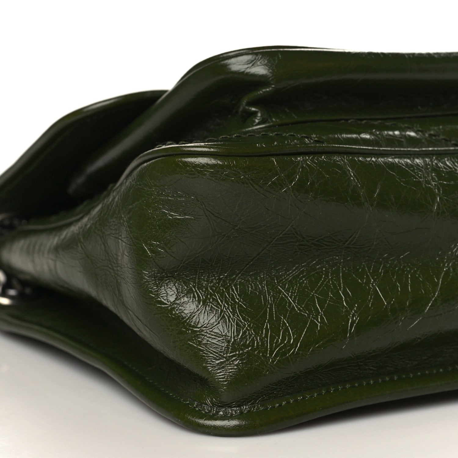 Saint Laurent Crinkled Lambskin Matelasse Monogram Medium Niki Chain Satchel Green 8 of 10