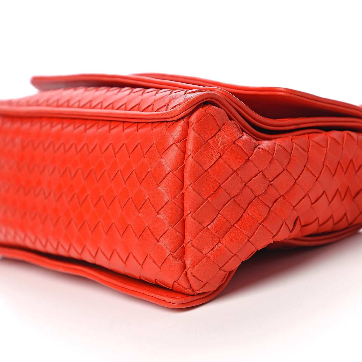 Bottega Veneta Nappa Intrecciato Braided Flap Shoulder Bag Cardinal 7 of 8