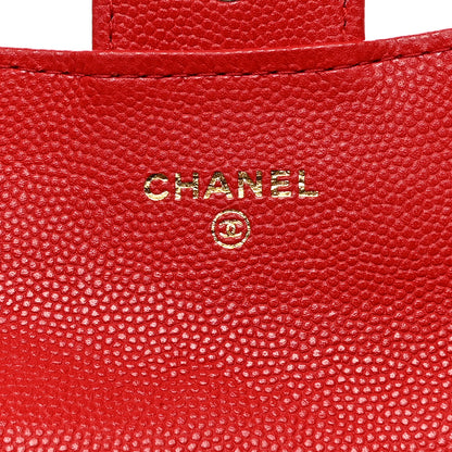 Chanel Caviar Quilted Flap Card Holder Wallet Red 6 of 9