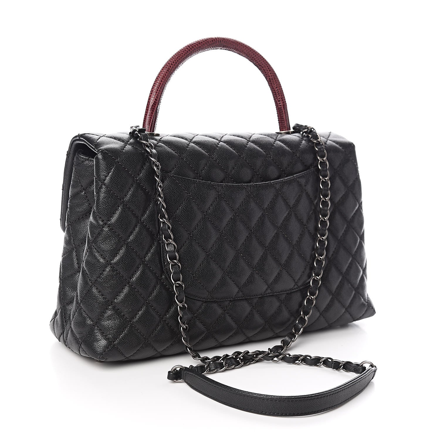 Chanel Caviar Lizard Quilted Medium Coco Handle Flap Black 3 of 11