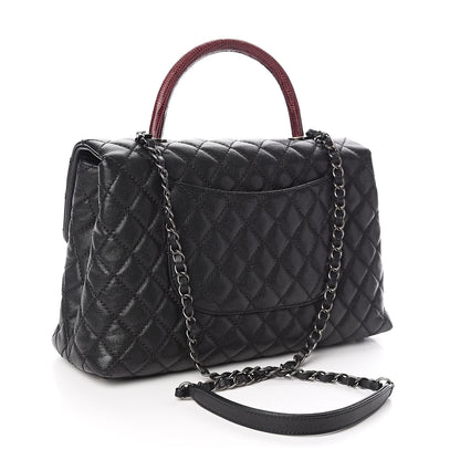 Chanel Caviar Lizard Quilted Medium Coco Handle Flap Black 3 of 11