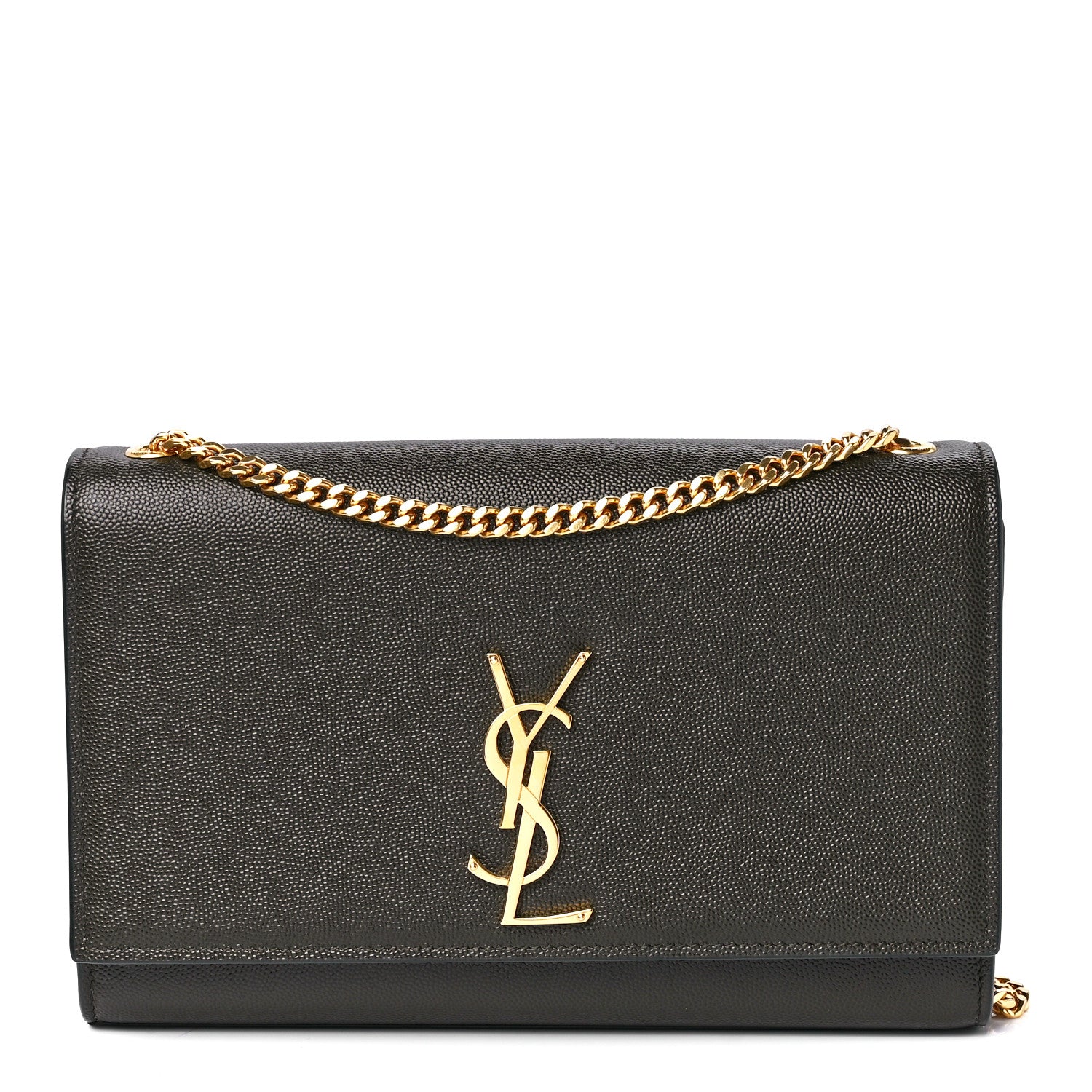 Saint Laurent Grain De Poudre Medium Classic Monogram Kate Satchel Dark Tea 1 of 12