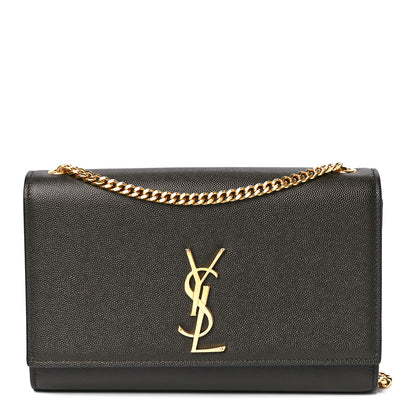 Saint Laurent Grain De Poudre Medium Classic Monogram Kate Satchel Dark Tea 1 of 12