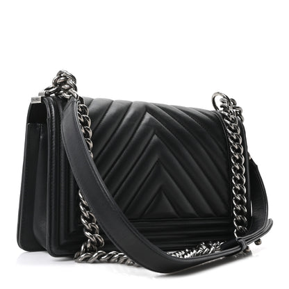 Chanel Calfskin Chevron Quilted Medium Boy Flap Black 3 of 10