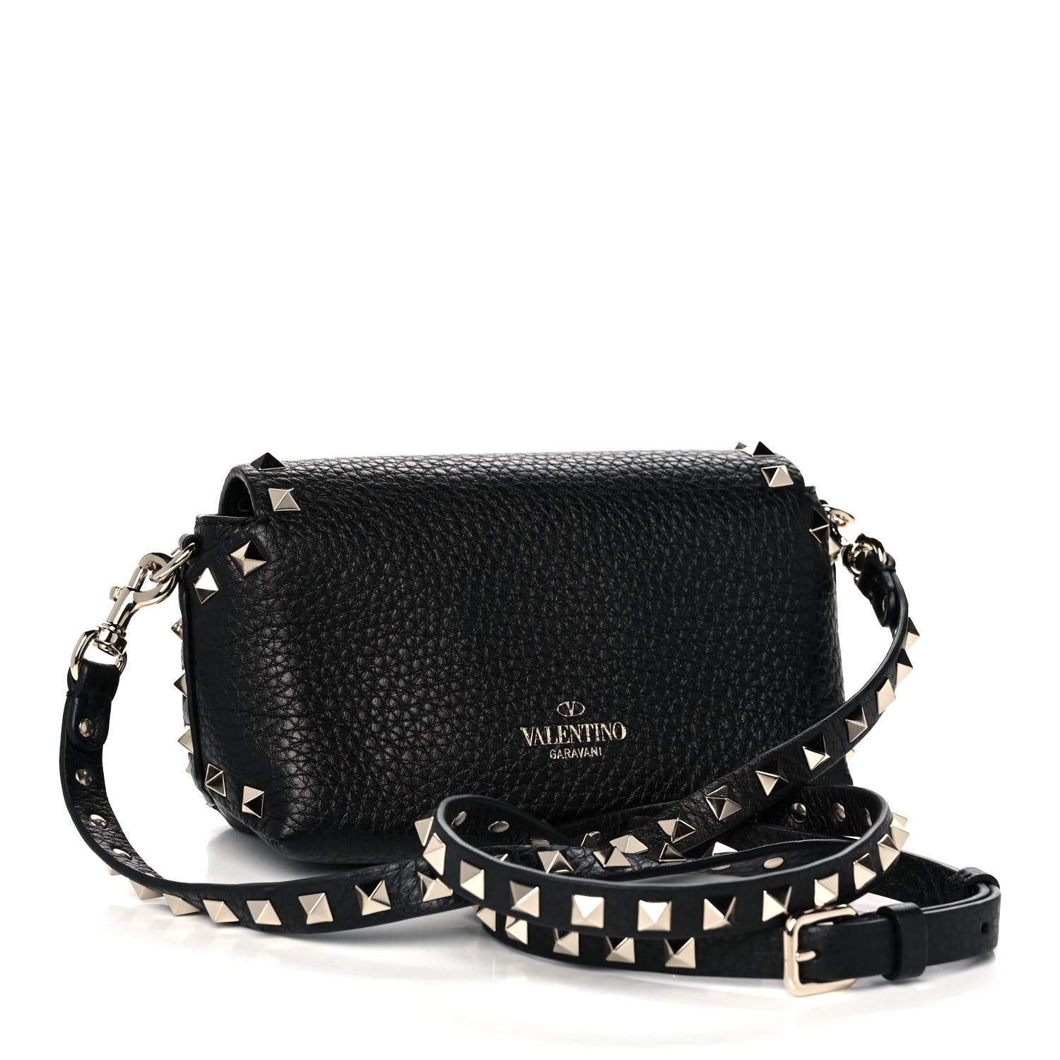 Valentino Garavani Pebbled Calfskin Mini Rockstud Crossbody Bag Black 3 of 14