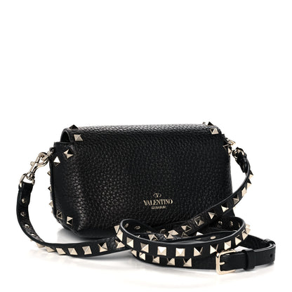 Valentino Garavani Pebbled Calfskin Mini Rockstud Crossbody Bag Black 3 of 14